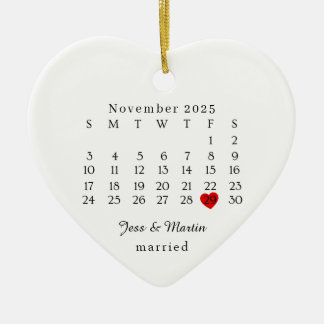 Gift Ornament, Bröllopsgåva, Bröllopsdatum Julgransprydnad Keramik