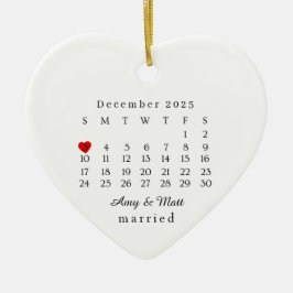 Gift Ornament, Bröllopspresent, Bröllopsdatum Julgransprydnad Keramik