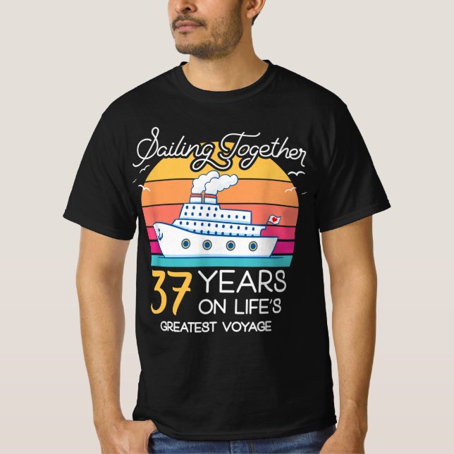 Gift på trettiosju år Bröllop år Cruise-Rec T Shirt (Framsida)