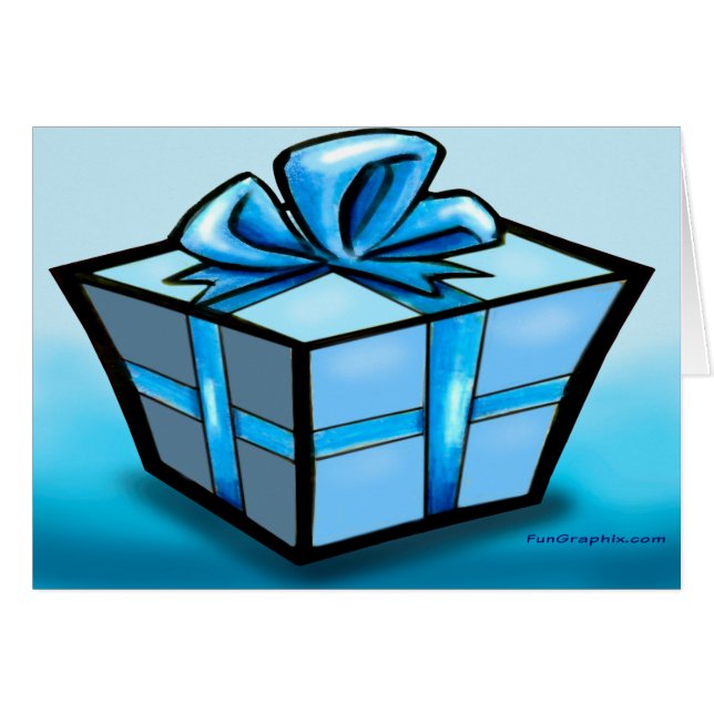 Gift Paket Blue Hälsningskort (Framsidan Horizontal)