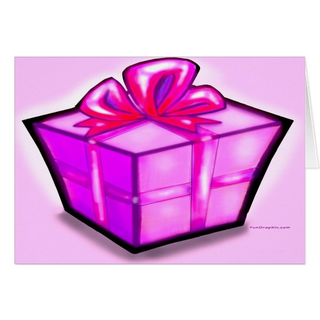 Gift Paket Rosa Hälsningskort (Framsidan Horizontal)