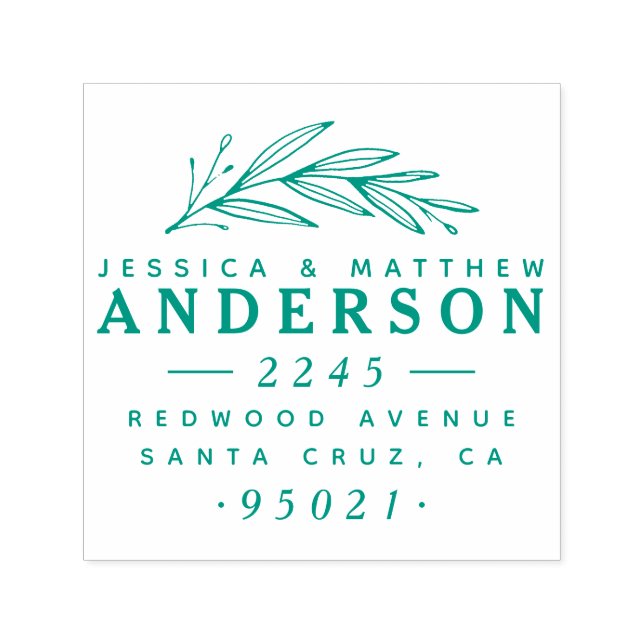 Gift par Elegant Botanisk Returadress Självfärgande Stämpel (Design)