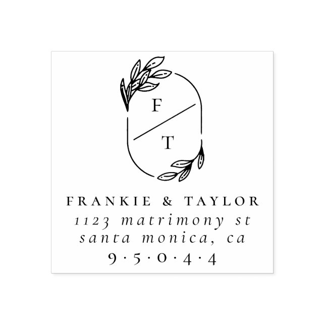 Gift par Monogram | BRÖLLOP RETURADRESS Stämpel (Tryck)