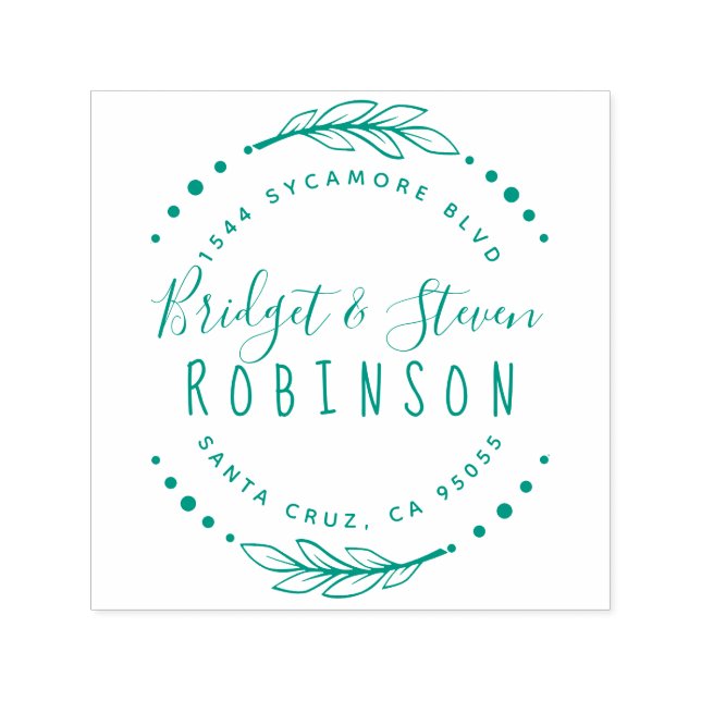 Gift par | Returadressen Hand plockade Script Självfärgande Stämpel (Design)