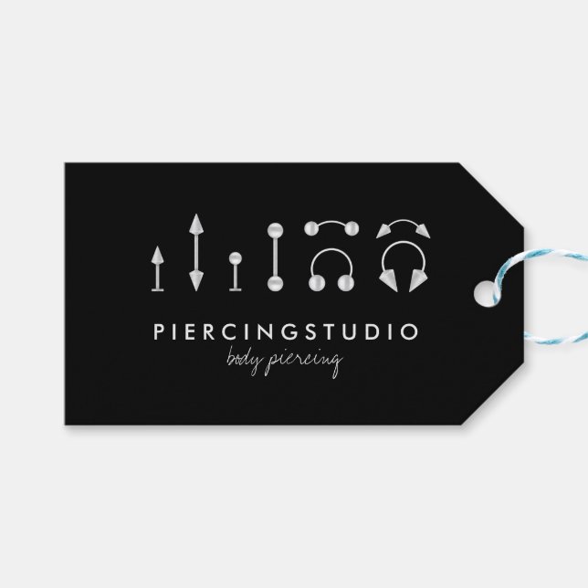 Gift Piercing Tattoo Studio Svart Presentetikett (Framsidan (Horisontell))