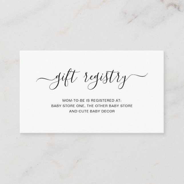 Gift Registry Gender Neutral Simple Baby Shower Tilläggskort (Framsida)