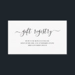 Gift Registry Gender Neutral Simple Baby Shower Tilläggskort<br><div class="desc">Modern boendekort för babydusch med en enkel utformning med "Gift-register" i ett skript för elegant med dekorationer tillsammans med en lista över butiker där mamma-to-be är registrerat. Detta könneutrala,  svarta och vita inhägnadskort är en underbar oavsett om du har en babydusch för en pojke eller en flicka.</div>