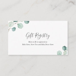 Gift Registry Greenery Eucalyptus Baby Shower Tilläggskort
