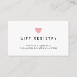 Gift Registry Rosa Heart Girl Baby Shower Tilläggskort