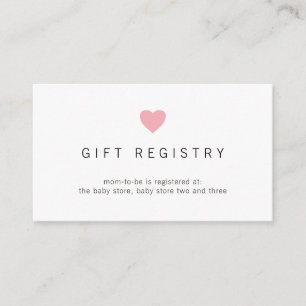 Gift Registry Rosa Heart Girl Baby Shower Tilläggskort