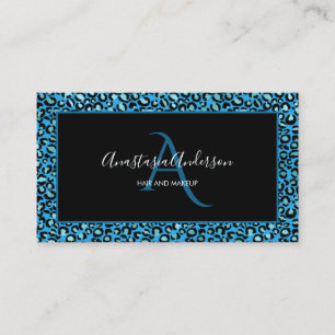 Gift Teal Turcos Leopard Spots Black Monogram Visitkort