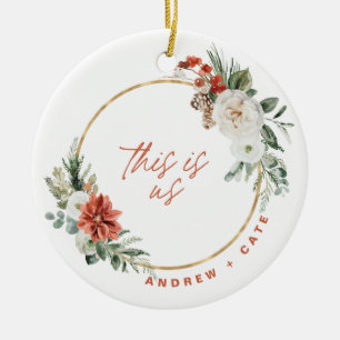 Gift under ett pandemifoto-ornament julgransprydnad keramik