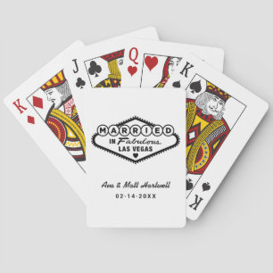 Gift vid fantastiskt Las Vegas bröllop Svart Vitt Casinokort