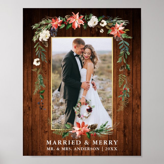 Gift Vig Växt Guld Vattenfärg Vinter Blommig Poster (Framsidan)
