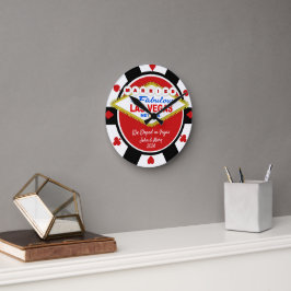 Gift Vigsel i Vegas Poker Chip Utseende Väggur