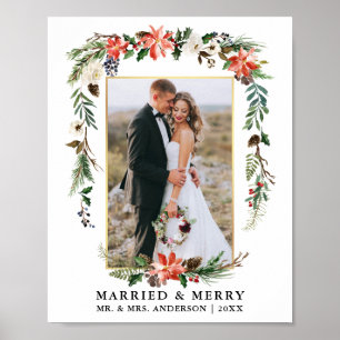 Gift Vigsel Vattenfärg Vinter Blommor Poster