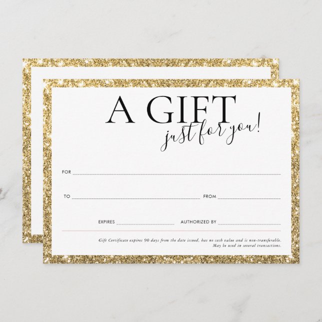 GIFT VOUCHER elegant chic business guld glitter Inbjudningar (Fram/baksida)