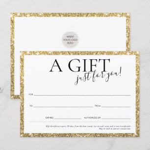GIFT VOUCHER elegant chic business guld glitter Inbjudningar