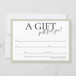 GIFT VOUCHER elegant logotyp chic business sage gr Inbjudningar