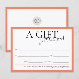 GIFT VOUCHER elegant modern chic business orange Inbjudningar