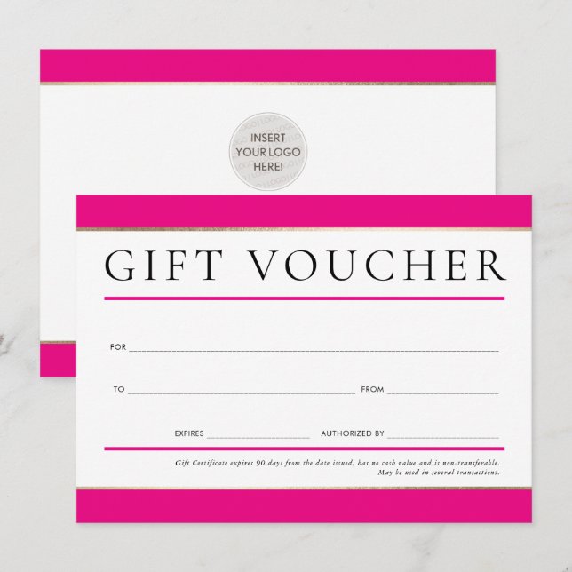 GIFT VOUCHER modern elegant business shock rosa gu Inbjudningar (Fram/baksida)