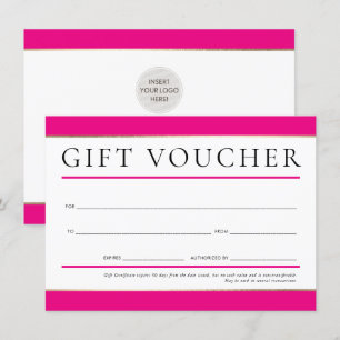 GIFT VOUCHER modern elegant business shock rosa gu Inbjudningar