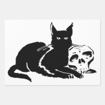 GIFT WRAP FLAT LAKAN SET HALLOWEEN BLACK AND WHITE