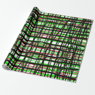 Gift Wrap Red, Grönt, Black Abstrakt Linjer Presentpapper
