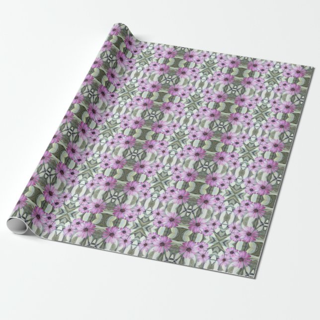 Gift Wrap Roll Lila African Daisys Presentpapper (Utrullad)