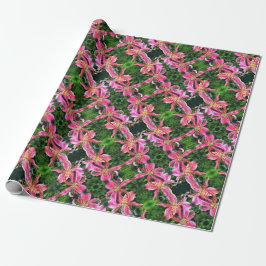 Gift Wrap Roll Rosa Lilies Presentpapper