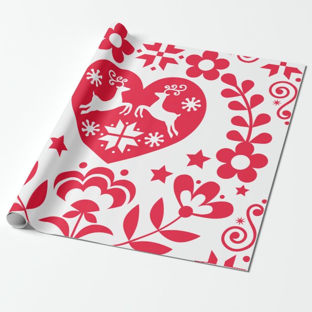 GIFT WRAP SCANDINAVIAN FOLK MÖNSTER CHRISTMAS PRESENTPAPPER (Utrullad)