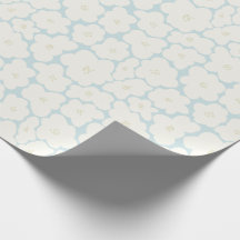 Gift Wrap | White Flowers Light Blue Baby