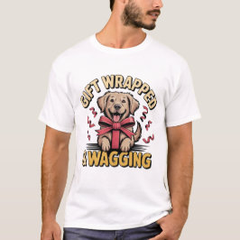 Gift Wrapped & Wagging Retriever Christmas T Shirt