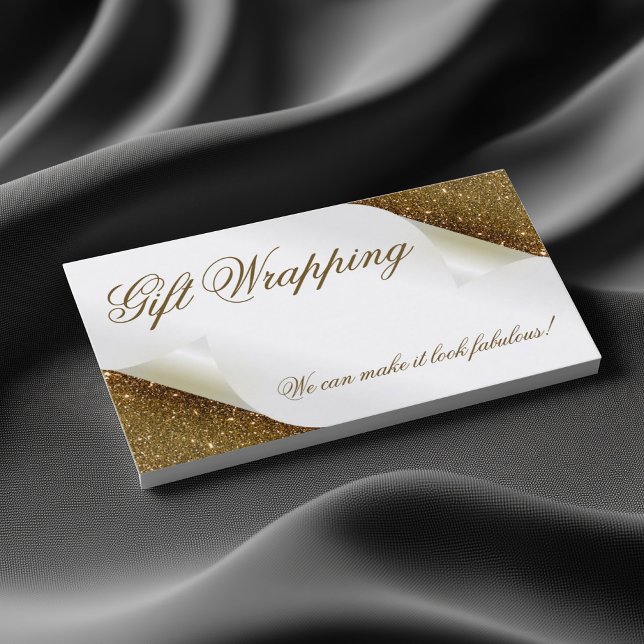Gift Wrapping Boutique Souvenir Shop Guld Glitter Visitkort (Perfect for business)