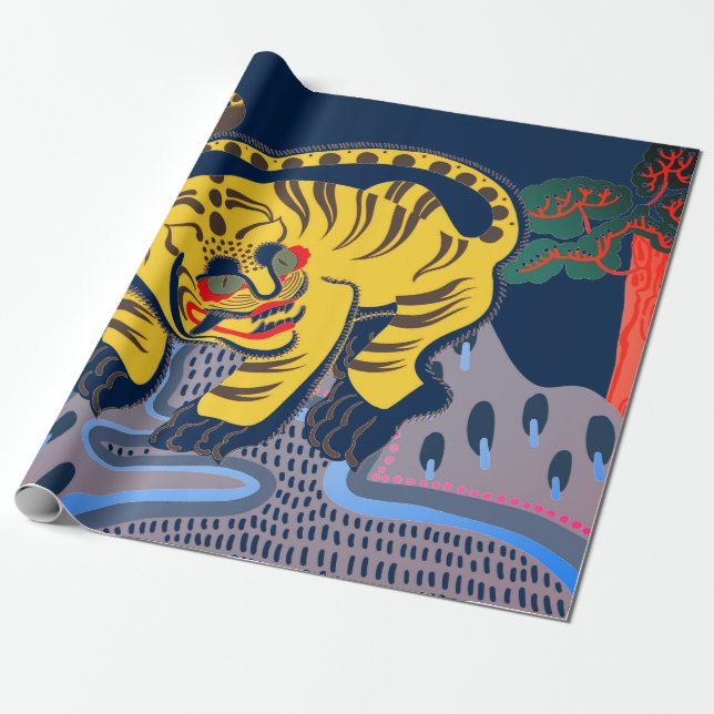GIFT WRAPPING CHINESE TIGER  PRESENTPAPPER (Utrullad)