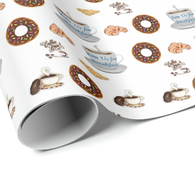 Gift Wrapping Papper Coffee Donuts Presentpapper (Rullad Hörn)