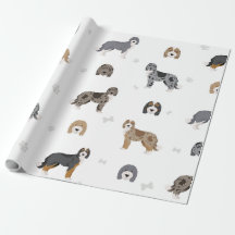 Gift Wrapping Papper med olika Doodle hundar