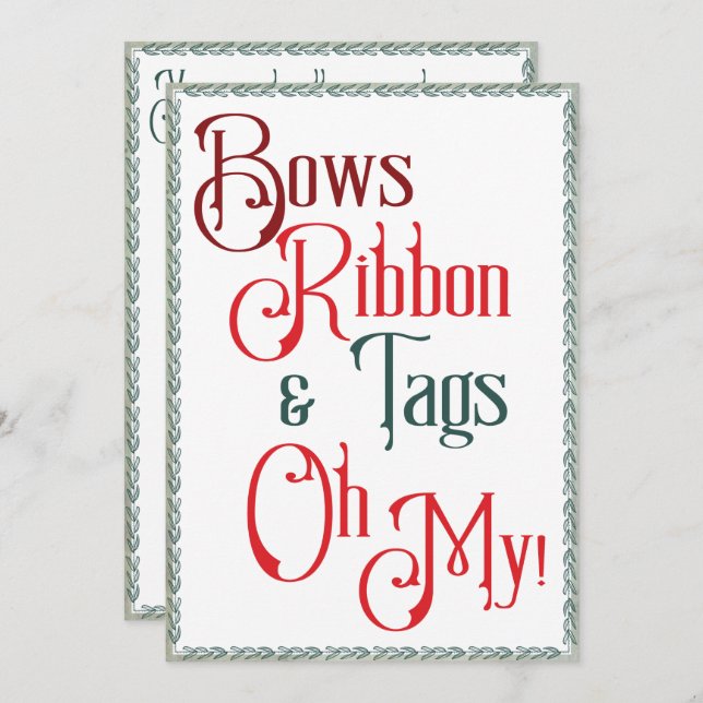 Gift Wrapping Party Bows, Rosett band, Märkre. Inbjudningar (Fram/baksida)