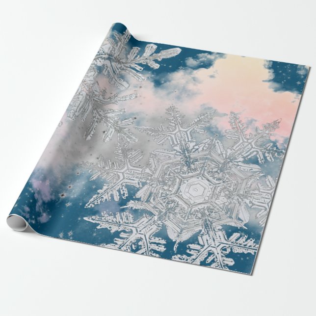 GIFT WRAPPING WILSON BENTLEY SNÖFLINGOR I CLOUDS PRESENTPAPPER (Utrullad)