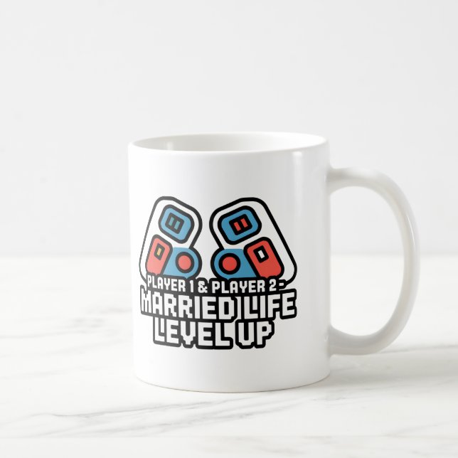 Gifta Liv Nivå Upp Gamer Konst Kaffemugg (Höger)