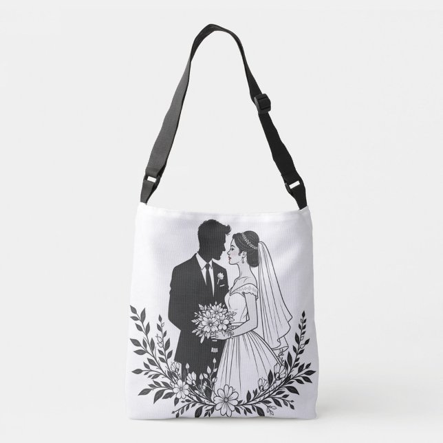 Gifta sig axelväska (Front of Tote Bag Wedding Couple Silhouette!)