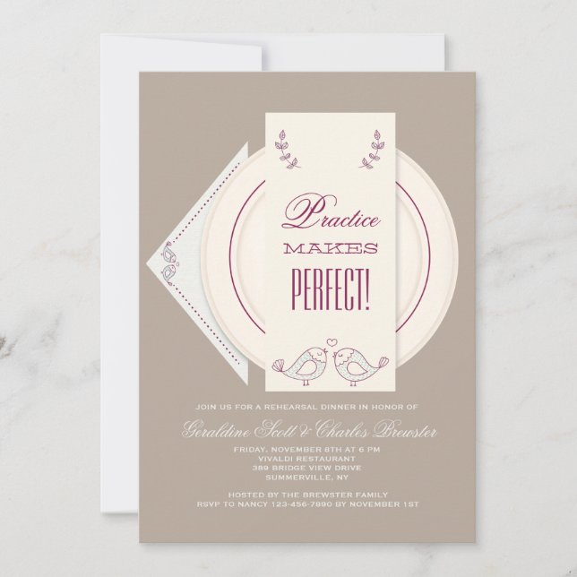 Gifta sig bordrepetition middaginbjudan inbjudningar (Framsida)