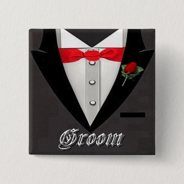 Gifta sig brudgumsmokingen knäppas knapp (Framsida)