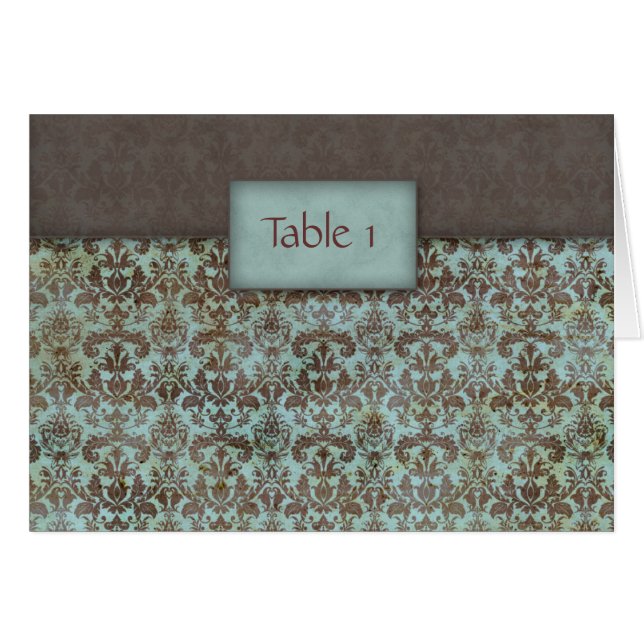 Gifta sig brunt för blått för bordplaceringkort hälsningskort (Framsidan Horizontal)