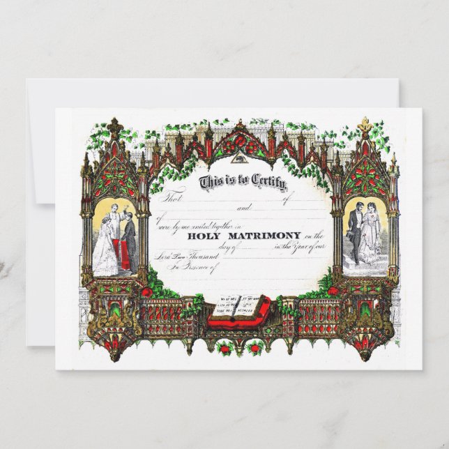 gifta sig certifikat från 1877 inbjudningar (Framsida)