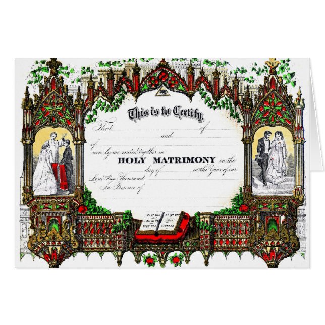 gifta sig certifikat från 1877 OBS kort (Framsidan Horizontal)