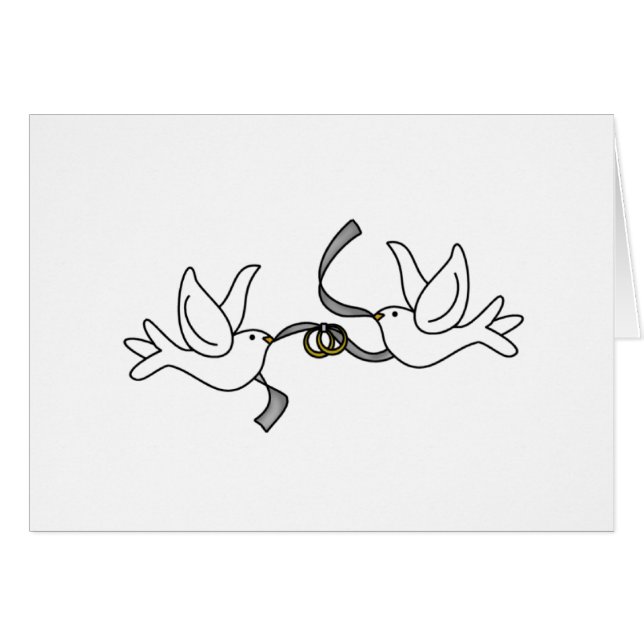 Gifta sig duvor med ringkort hälsningskort (Framsidan Horizontal)