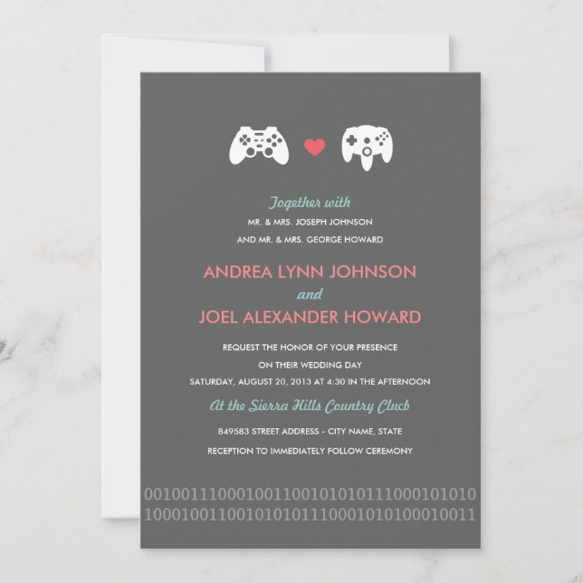 Gifta sig för Gamerkontrollantkärlek Inbjudningar (Framsida)