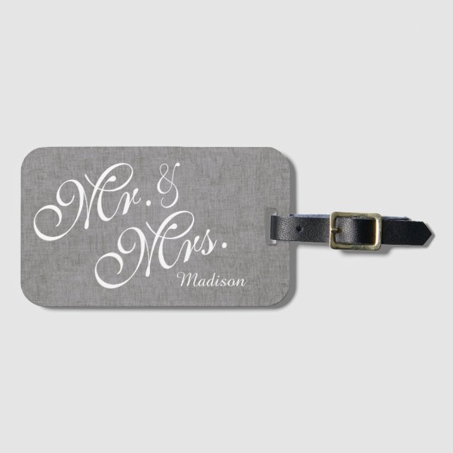 Gifta sig för herrskap för grått vitlinne bagagebricka (Framsida horisontal)