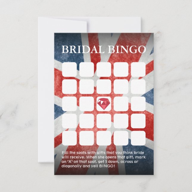 Gifta sig för UK-flagga/möhippa Bingokort Inbjudningar (Framsida)